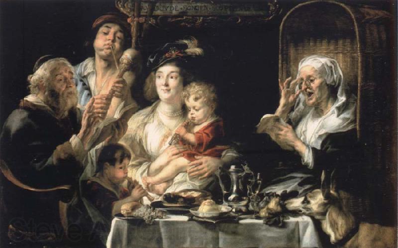 Jacob Jordaens How the old so pipes sang would protect the boys Norge oil painting art